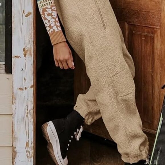 Mountain Cabin Khaki/Beige Fleece Overalls - Picture 9 of 10